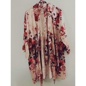 Floral silk bathrobe